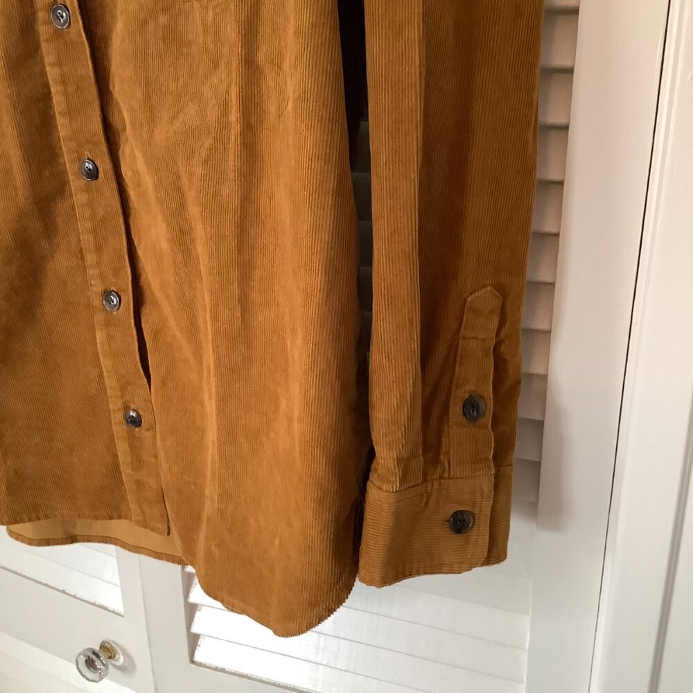 J. Crew Factory women's shacket shirt medium corduroy tan cotton oversized - Picture 3 of 9